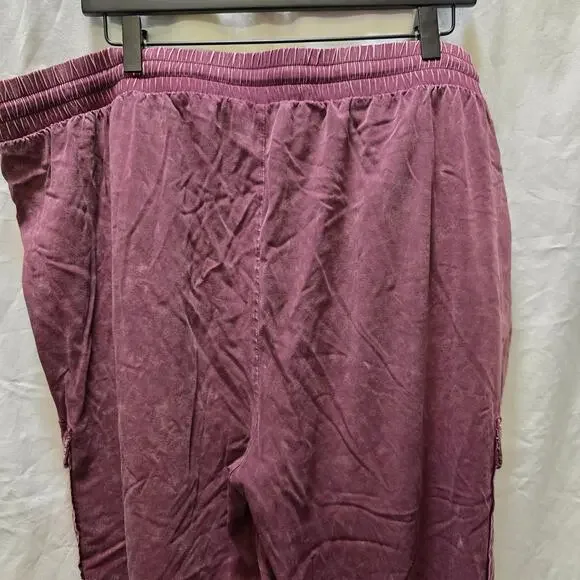 Torrid maroon acid wash cargo lounge pants elastic waistband drawstring size 2S - Picture 9 of 12